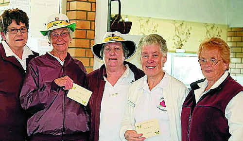 Warwick Bowls Club president Barbara Campbell with the winning side. Mary Cunning, Kath Kelly, Vicki Howes and Trish Collins. Warwick Bowls Club president Barbara Campbell with the winning side. Mary Cunning, Kath Kelly, Vicki Howes and Trish Collins.